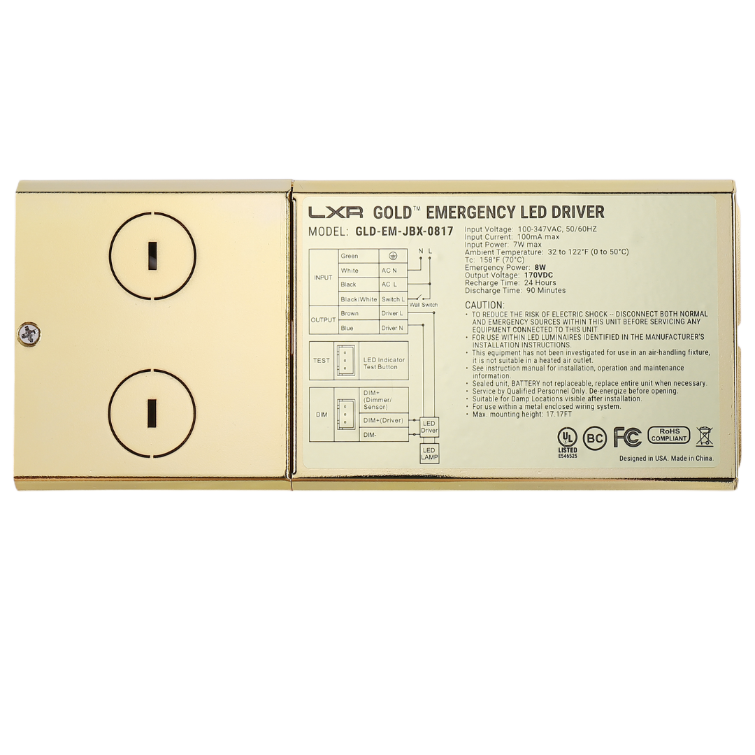 LED Emergency Battery Backup LED Driver – J-Box Mount (JBX Series), Self-Testing, UL 924