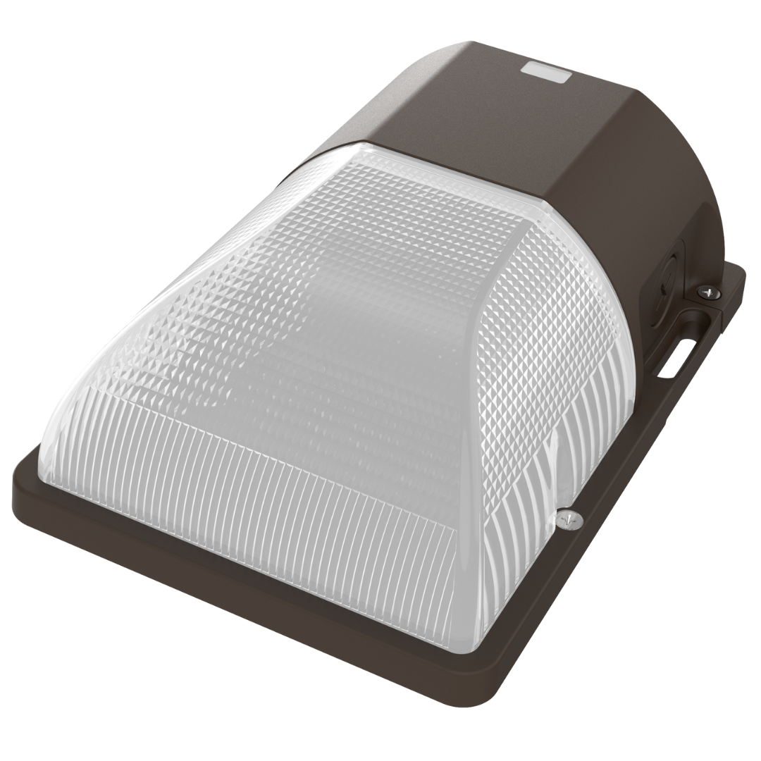 LED Mini Frosted Lens Wall Pack – Selectable Wattage & CCT, Semi-Cutoff, IP65 4