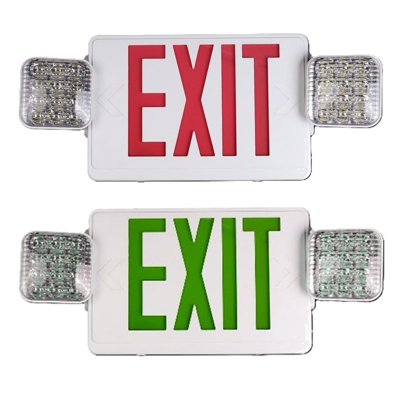 LED Exit Sign and Light Combo Red/Green·F-EXHYD